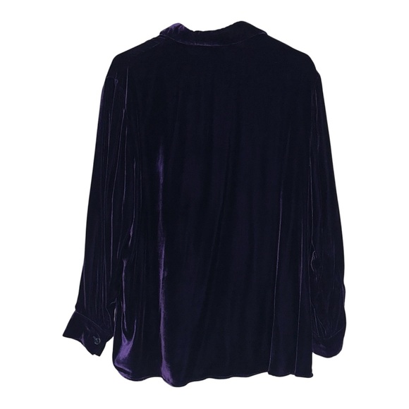 Soft Surroundings Purple Velvet Boyfriend Tunic Shirt - Picture 2 of 4